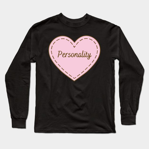 I Love Personality Simple Heart Design Long Sleeve T-Shirt by Word Minimalism